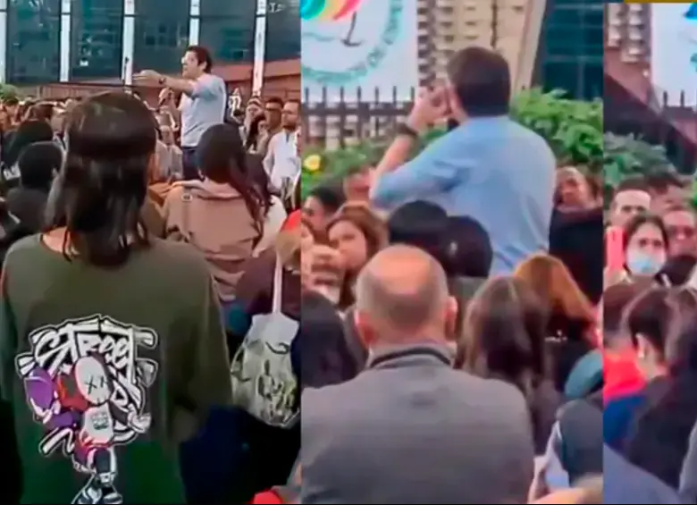 Momento en el que el menor de edad dispara contra el senador y precandidato presidencial Miguel Uribe Turbay en el barrio Modelia, de Bogotá. FOTO: Capturas de video