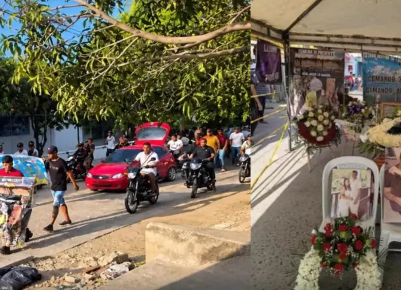 Con caravana de motos, pancartas y música popular, así fue recibido en Riohacha el cuerpo de alias ‘Bendito Menor’, mientras las autoridades reforzaron la seguridad. FOTO: Tomada de redes.