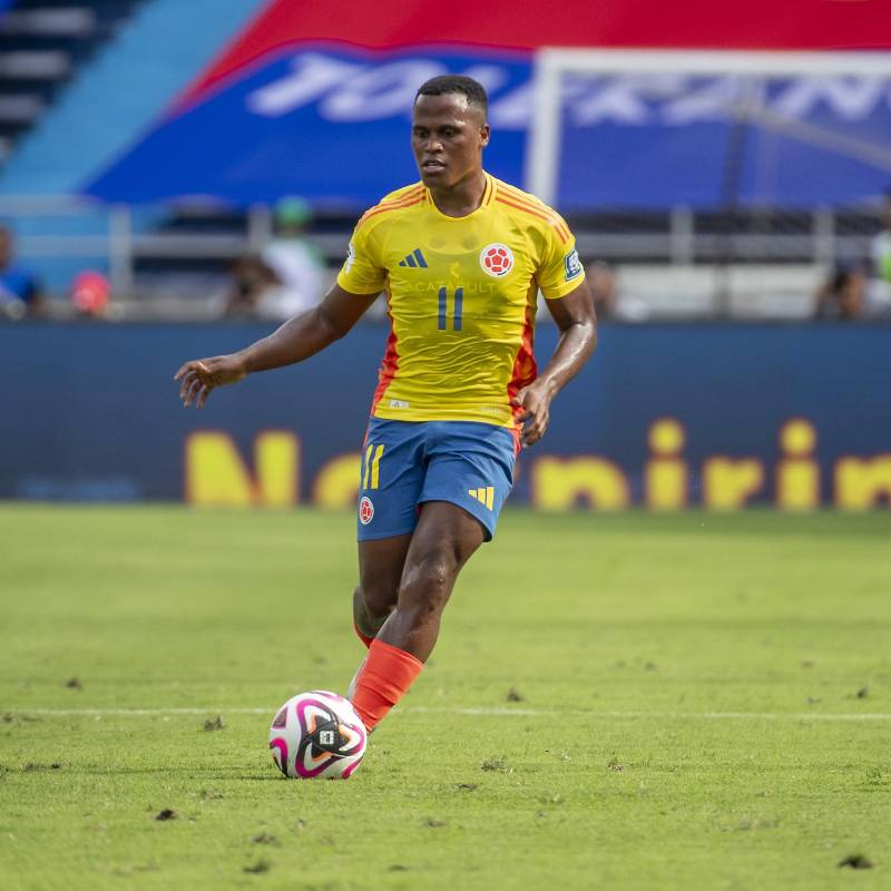 Jhon Arias en la Copa Mundo 2026 Eliminatoria, partido de fútbol Selección Colombia vs Selección Argentina, en el estadio Metropolitano, Roberto Melendez (Barranquilla). Foto: Juan Antonio Sánchez Ocampo.
