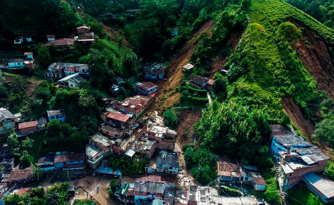 La vereda San Isidro, ubicada en una zona de alta pendiente, fue la más afectada por el deslizamiento. Foto: Camilo Suárez Echeverry