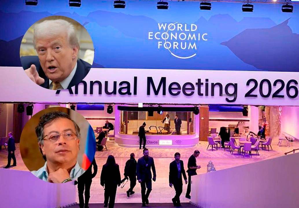 En el Foro de Davos 2026, Donald Trump llevará una delegación récord de Estados Unidos, mientras Gustavo Petro, presidente colombiano, canceló a última hora. FOTO GETTY