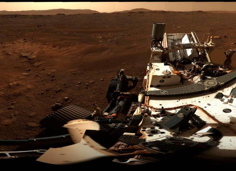 Toma del cráter Jezero a través de una captura panorámica de 360°. FOTO: NASA.