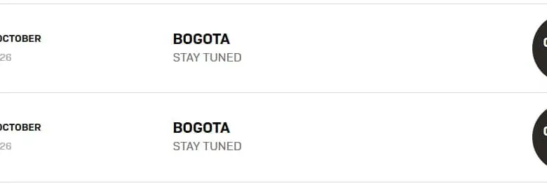 De hecho, desde la página oficial del tour aún no hay información sobre tiquetes ni escenario para Colombia. FOTO: captura de pantalla.