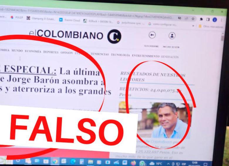 ¡No caiga! EL COLOMBIANO no ha publicado noticias de inversiones “asombrosas” de Jorge Barón