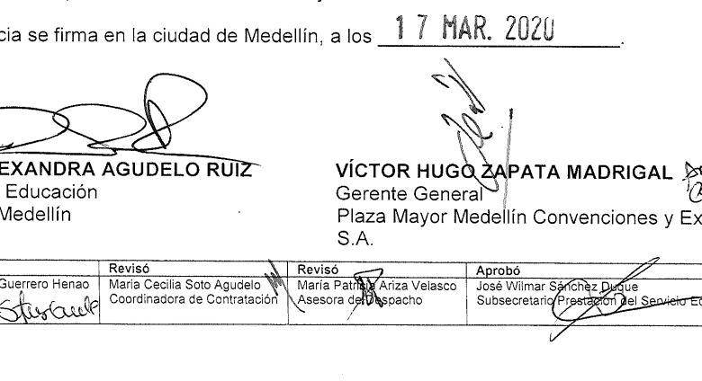Contrato firmado entre la Secretaría y Plaza Mayor.