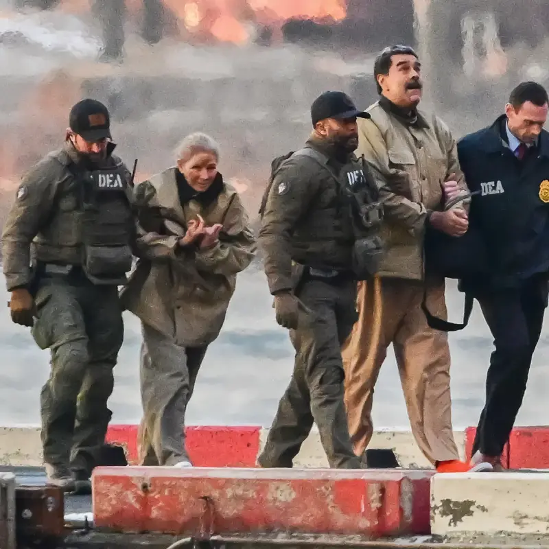 Nicolás Maduro y Cilia Flores cuando fueron llevados por la DEA al llegar a Estados Unidos tras el movimiento de Estados Unidos en Caracas a principio de año. 