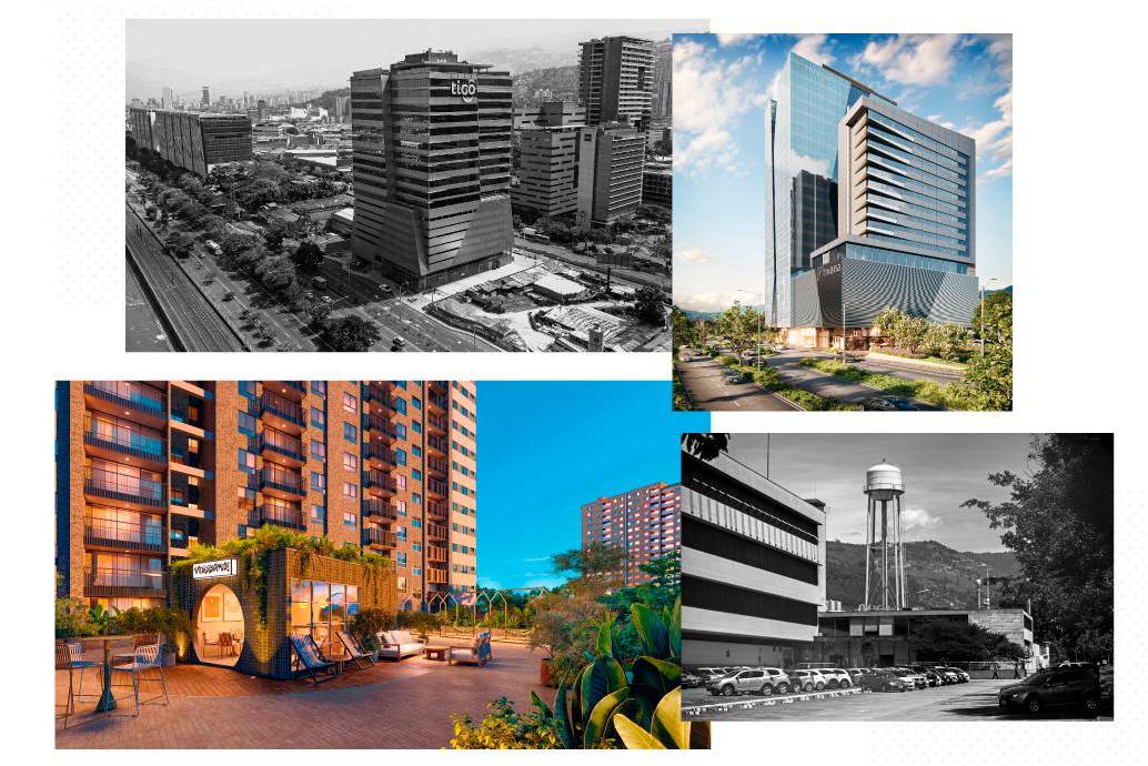 Arriba: Antes y después de Rivana Park, en el sector Industriales. <br />Abajo: Antes y después de Veranova Park, en el antiguo lote de Coltabaco. <br />FOTOS: El Colombiano y cortesía