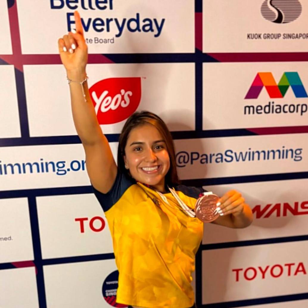 Sara Vargas Blanco le regalo nueva medalla a Colombia en el Mundial de Paranatación. FOTO: Tomada de redes sociales @saravargasblanco