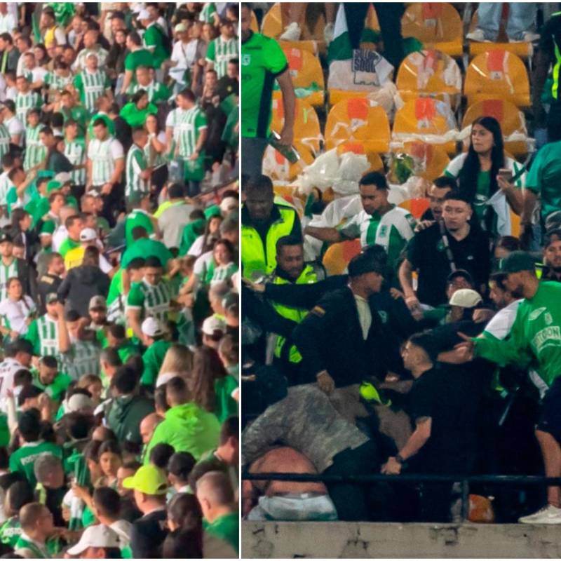 En la tribuna Occidental del Atanasio Girardot también se presentaron pelas entre hinchas de Atlético Nacional tras la derrota ante junior. 
