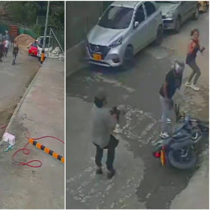Fotogramas del video de seguridad que captó el ataque ocurrido en un parqueadero del barrio Toscana. FOTOS: Cortesía Denuncias Antioquia