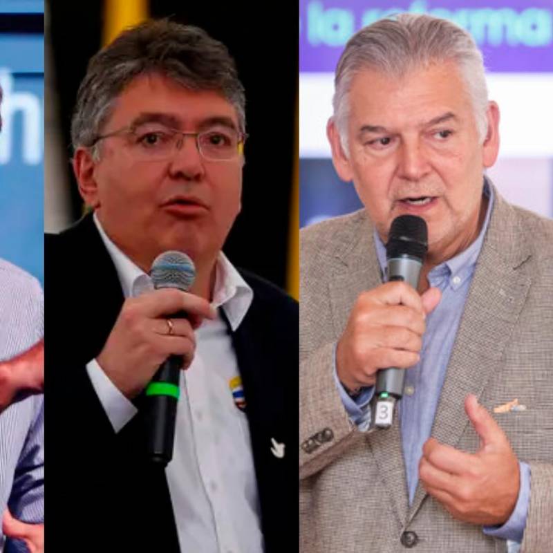 Bruce Mac Master, presidente de la Andi (izq.); Mauricio Cárdenas, exministro de Hacienda (centro), y Jaime Alberto Cabal, presidente de Fenalco (der.) celebraron la caída de la consulta popular. FOTO COLPRENSA
