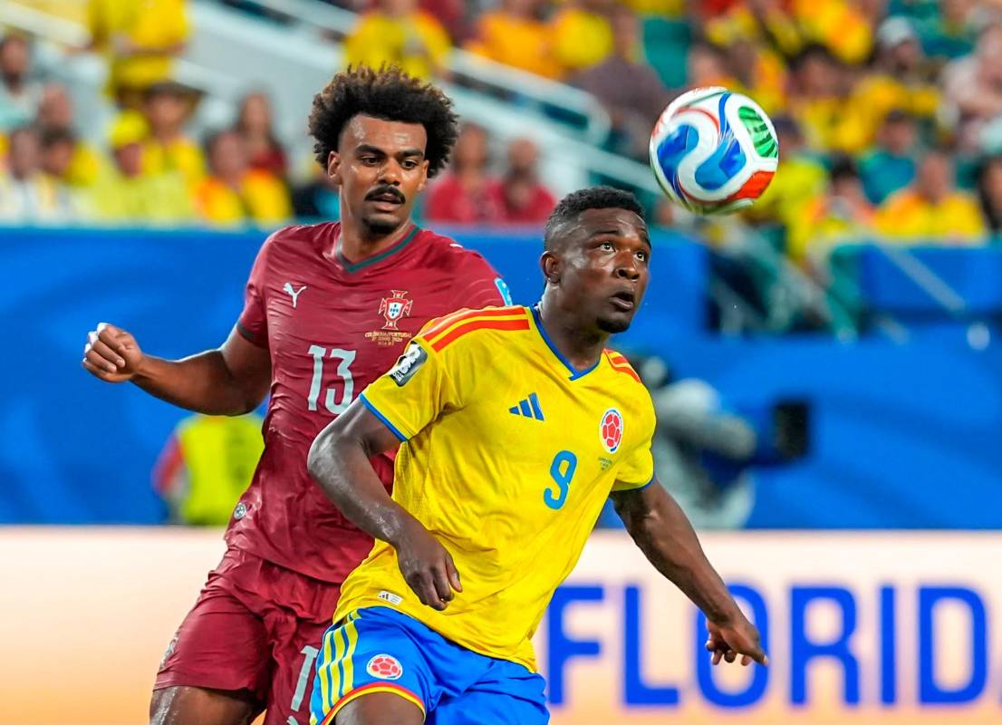 El delantero chocoano Jhon Córdoba jugó un gran partido contra Portugal. Fue inicialista por primera vez en el Mundial. Foto: Juan Antonio Sánchez