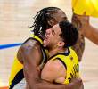 El jugador Tyrese Haliburton celebra su cesta con la que Indiana Pacers venció a Oklahoma City Thunder en el arranque de la serie final de la NBA. FOTO TOMADA X@nbastats