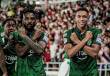 Álvaro Angulo y Brahian Palacios celebran el tanto de Atlético Nacional ante Junior en el Metropolitano por la fecha 12 de la Liga Betplay-2. FOTO CORTESÍA ATLÉTICO NACIONAL