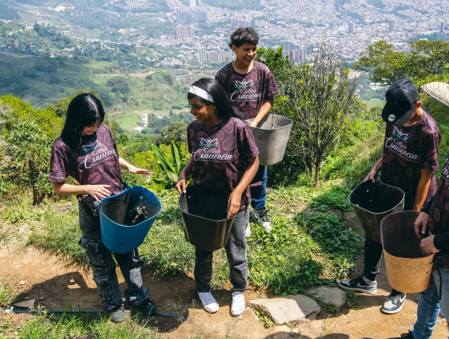 De a poco el proyecto iniciado en esa zona de ladera de Bello ha empezado a dar frutos, aparte de la ganancia de que los chicos estén por fuera de la mira de las dinámicas nocivas del sector. FOTOS Julio César Herrera