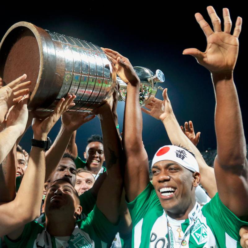 En la imagen aparece Orlando Berrío, cuando fue campeón con Atlético Nacional en la Copa Libertadores 2016. FOTO juan antonio sánchez
