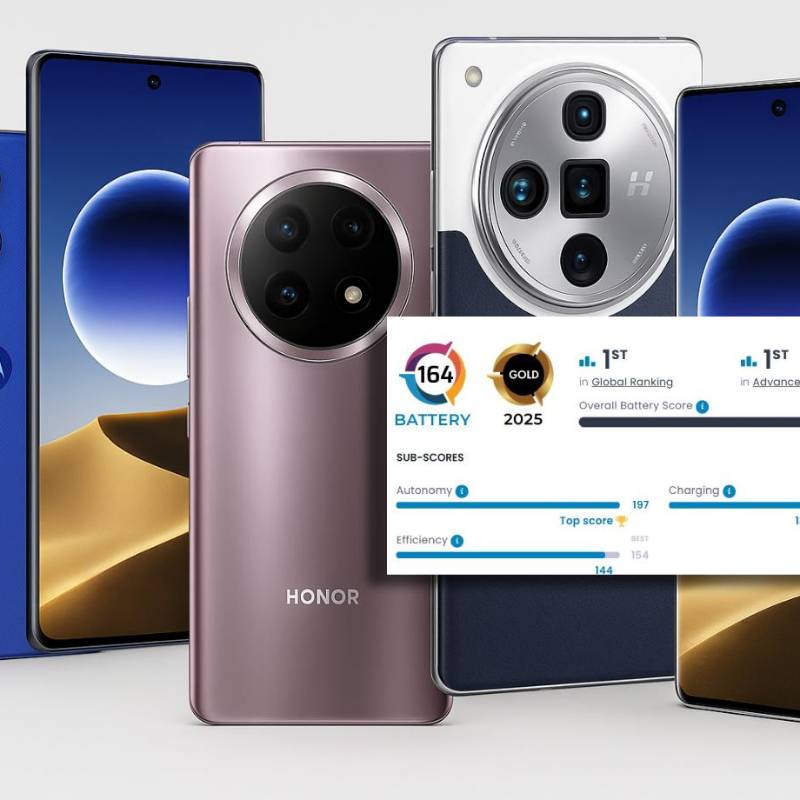 Honor, Motorola y Oppo lideran el ranking de celulares con mejor batería del mundo en 2025, según DXOMARK. FOTO EL COLOMBIANO