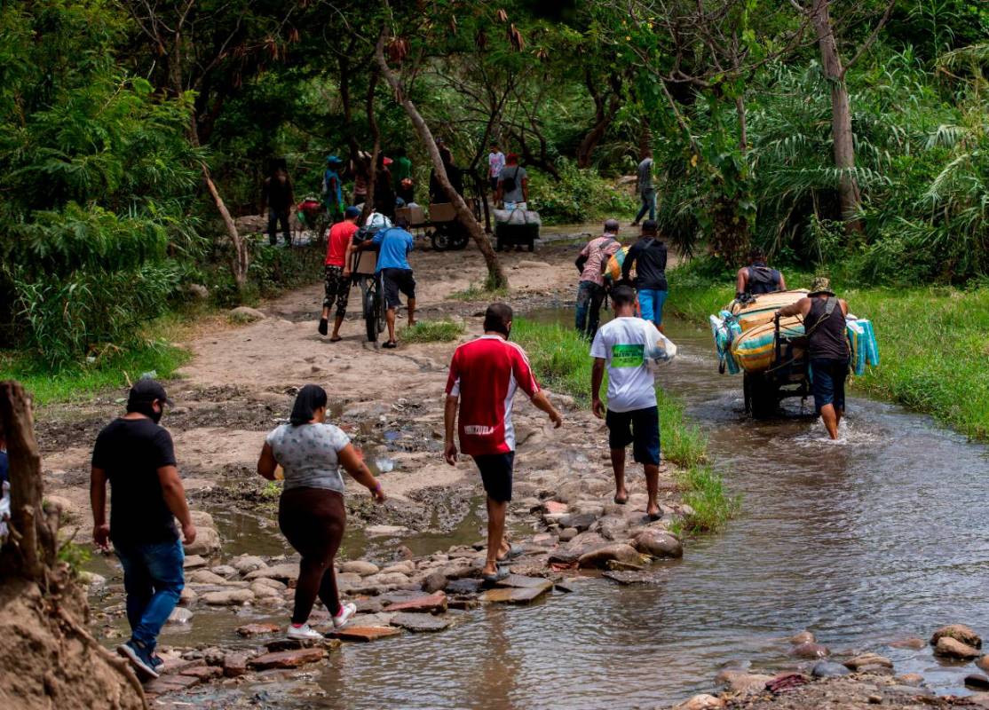 Sin importar si el terreno seco es irregular o entran en riachuelos o lagunas los carritos siempre van hacia adelante con su carga. Foto: Camilo Suárez