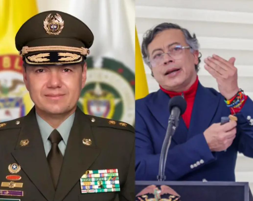 El general Edwin Urrego fue señalado por el presidente Gustavo Petro de estar detrás de un complot en su contra. Fotos: Policía y AFP
