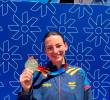 La deportista cundinamarquesa Ana María Roa le dio a Colombia, en la prueba de ciclomontañismo femenino, la primera medalla de oro en esta edición de los Juegos Bolivarianos, que cuenta con 17 delegaciones. <span class=mln_uppercase_mln>FOTO</span><b><span class=mln_uppercase_mln> coc</span></b>