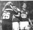 Ómar Franco, Diego Osorio y Víctor Marulanda, jugadores de Nacional en 1993. FOTO ARCHIVO EL COLOMBIANO