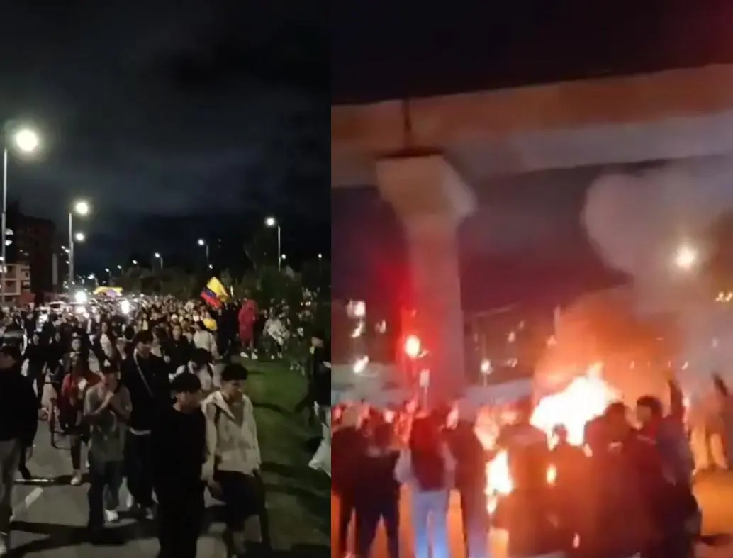 En algunos puntos de Bogotá se han registrado manifestaciones y conatos de disturbios. Foto: tomadas de videos