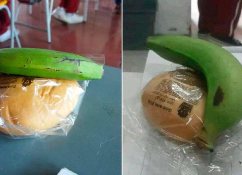 Esta fue la ración que recibieron algunos estudiantes en Abejorral. FOTO: CORTESÍA