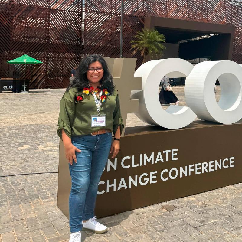 Patricia Suárez, lideresa Murui y asesora de la OPIAC, durante su participación en la COP30 en Belém. FOTO: Cortesía