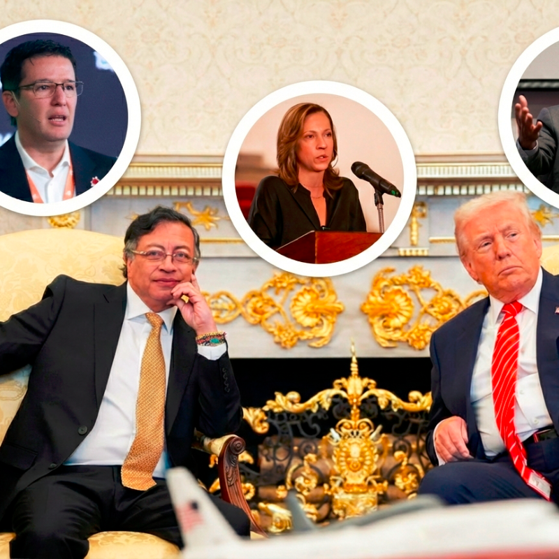 Bruce Mac Master, Germán Bahamón y María Claudia Lacouture se refirieron a la reunión de los presidentes Donald Trump y Petro. FOTOS COLPRENSA Y PRESIDENCIA. 
