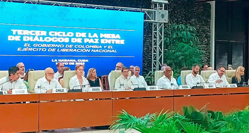 Imagen de referencia de la instalación del tercer ciclo de negociaciones con el ELN en La Habana, Cuba. FOTO: CORTESÍA 