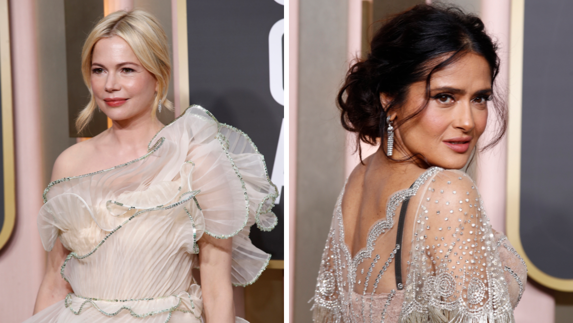 Detalles de los trajes de Michelle Williams y Salma Hayek. FOTOS EFE 