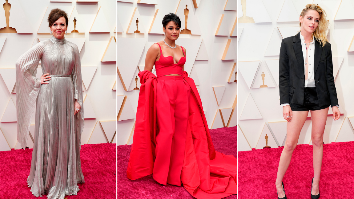 Las nominadas Olivia Colman, Ariana DeBose y Kristen Stewart. FOTOS Getty