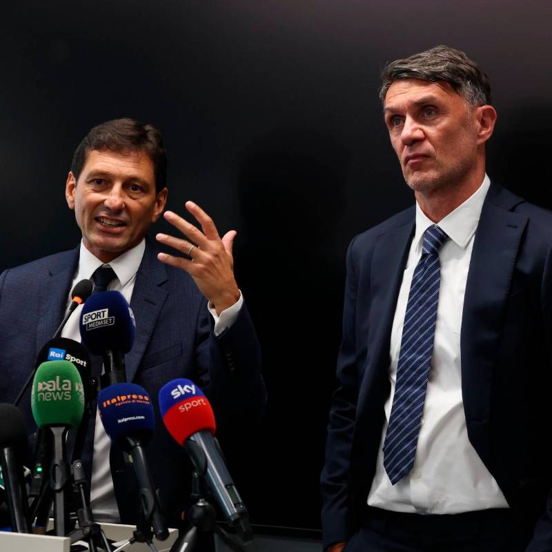Paolo Maldini y Leonardo cuando fueron anunciado en la dirección deportiva de la Azzurra. FOTO: Getty