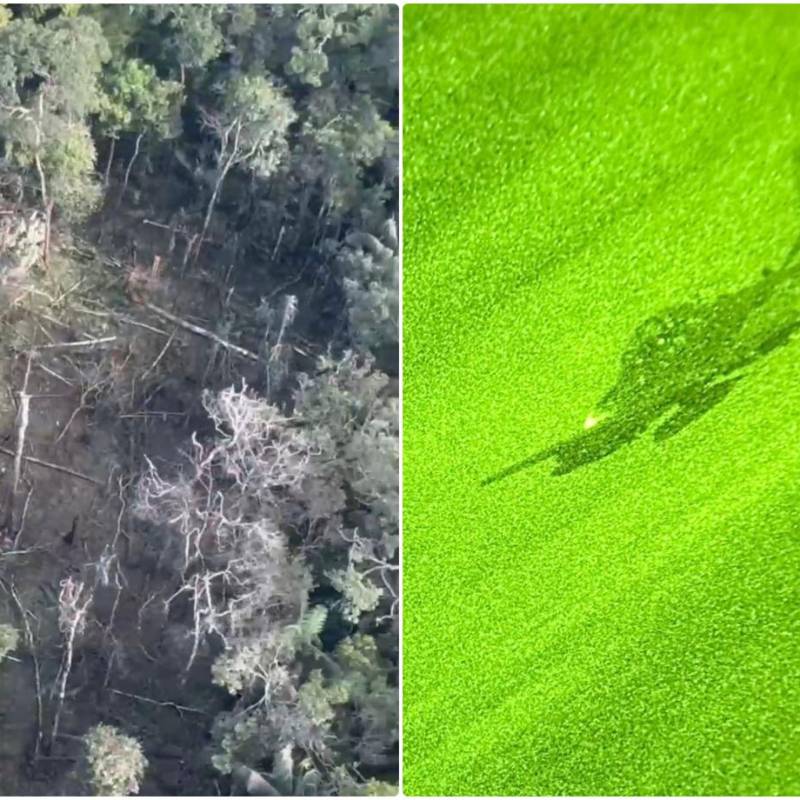 Aspecto de la zona y los aviones involucrados en el bombardeo en el que murieron siete menores de edad. FOTOS: Cortesía Ministerio de Defensa Nacional