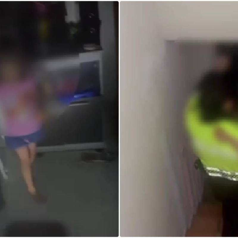 La niña de cuatro años fue rescatada en un operativo conjunto entre la Policía y los Bomberos de Medellín. FOTO: Cortesía Policía Meval