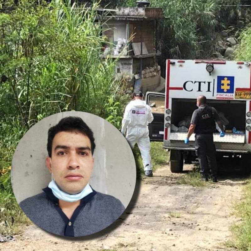 De fondo, una imagen de referencia de un levantamiento de un cuerpo en el Valle de Aburrá. En la miniatura, alias “Pirry”, por quien ofrecen hasta $250 millones. FOTOS EL COLOMBIANO y Análisis Urbano. 