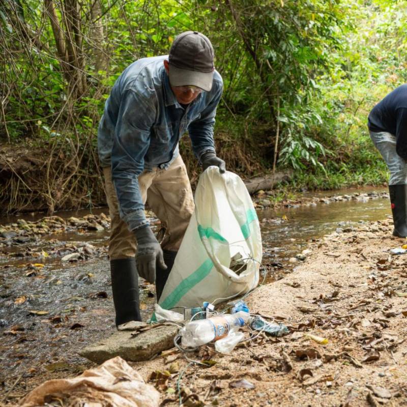 En la imagen principal, la limpieza que adelantaron en las zonas de jurisdicción de Cornare; en la miniatura, una imagen de referencia de colchones. FOTOS Cornare y Jaime Pérez.