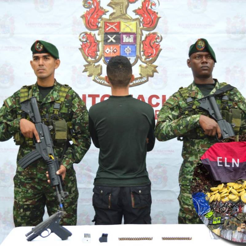 Alias "Alexis", quien se entregó de manera voluntaria a las autoridades y los elementos que puso a disposición una vez se sometió. FOTOS Séptima División del Ejército.