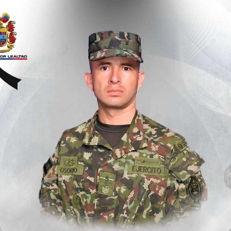 El uniformado Yeudy Osorio Córdoba, quien perdió la vida en medio de los enfrentamientos con una estructura criminal. FOTO Ejército Nacional.