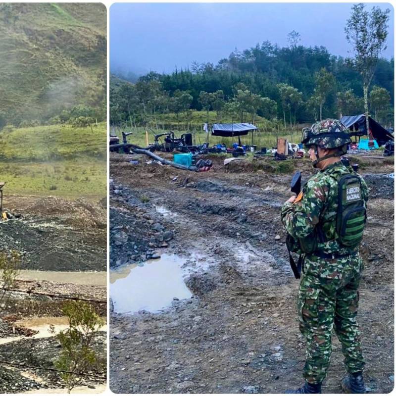 El operativo se realizó en inmediaciones del río Pavón, en el municipio de Urrao. FOTO: Cortesía Cuarta Brigada Ejército