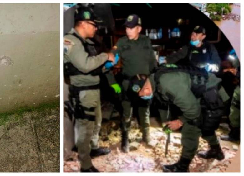 Una de las paredes de la estación recibió todo el impacto de la granada. FOTOS: Cortesía.