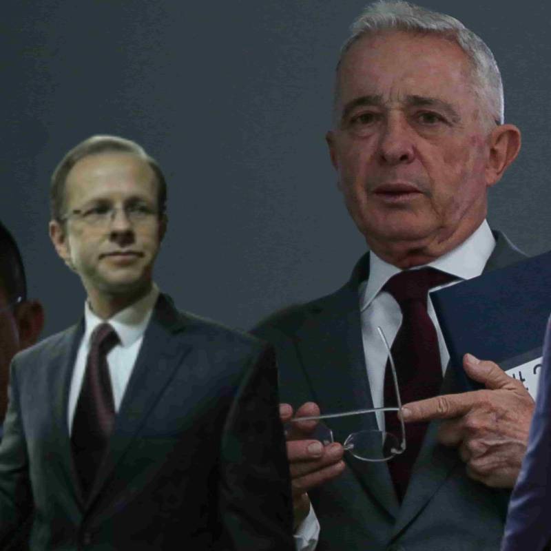 Andrés Felipe Arias, Álvaro Uribe y el exfiscal, Néstor Humberto Martínez. FOTOS: Colprensa