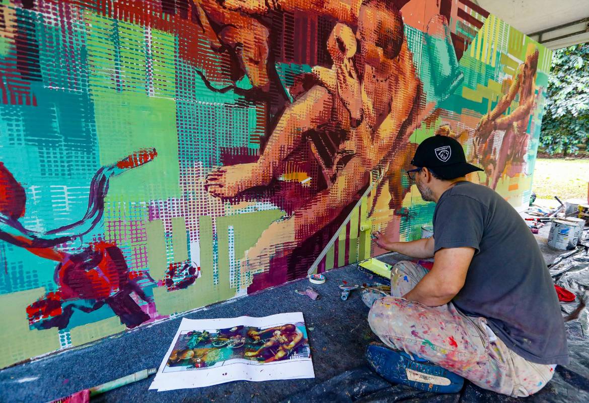 En el Orquideorama del jardín Botánico de Medellín fue la sede para premiar al mejor graffitero y muralista colombiano. Foto: Manuel Saldarriaga Quintero.