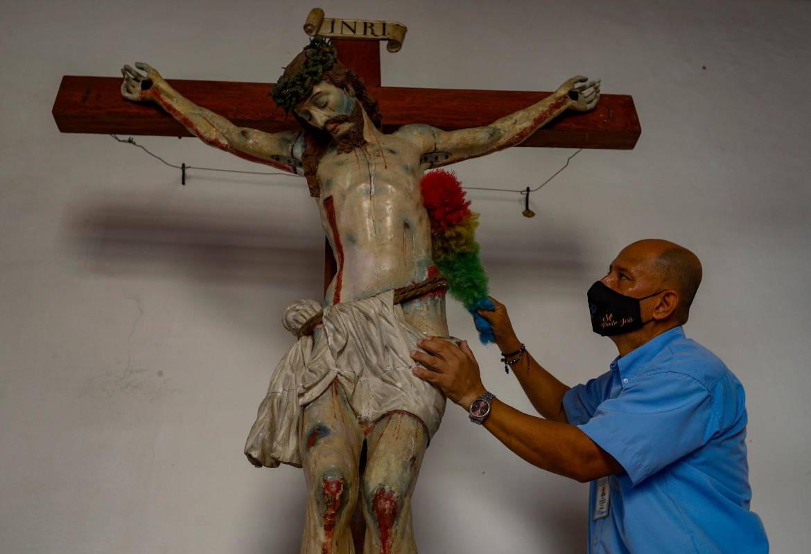 El Cristo del calvario es una de las imágenes más representativas. Llegó a Santa Fe hace 350 años que se encuentra en el Museo de Arte Religioso. Foto: Manuel Saldarriaga Quintero.