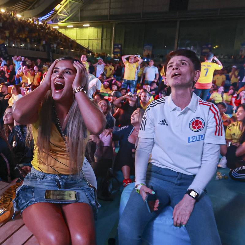 Partido de Colombia transmitido en una pantalla gigante en Medellín. Foto: Manuel Saldarriaga Quintero.