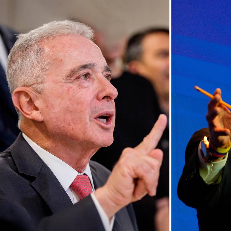 Entre otras, Uribe reclamó que el presidente Petro “no ha respetado” la sentencia absolutoria de primera instancia en favor de su hermano, Santiago Uribe Vélez. FOTO: COLPRENSA Y PRESIDENCIA