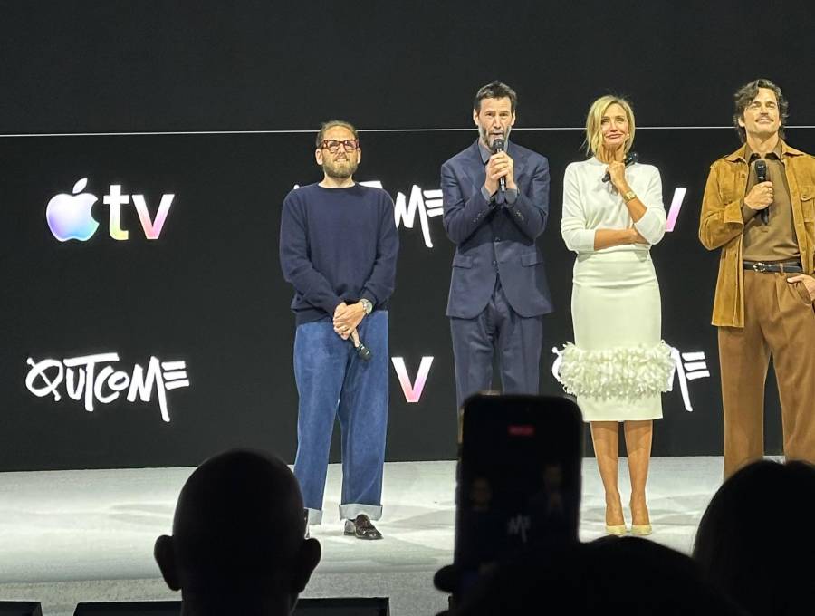 Jonah Hill, Keanu Reeves, Cameron Diaz y Matt Bomel presentaron la película <i>Outcome</i> que se estrenará el próximo 10 de abril. FOTO: Cortesía