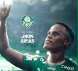 Jhon Arias, de 28 años, llega a Palmeiras, séptimo club que representa tras Llaneros, Patriotas, América, Santa Fe, Fluminense y Wolverhampton. FOTO CAPTURA X-PALMEIRAS