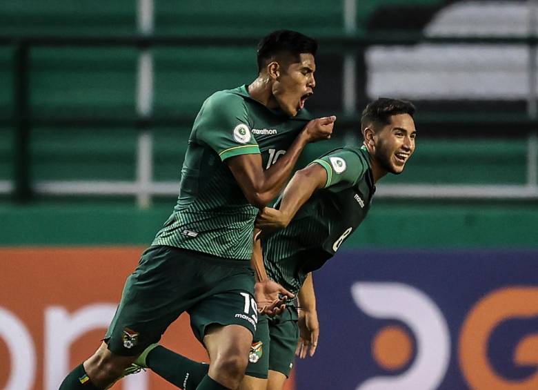 El jugador Fernando Nava celebra el único tanto en la victoria de Bolivia ante Venezuela. FOTO EFE