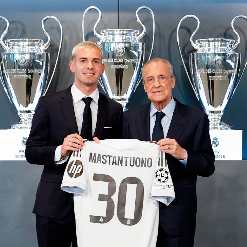 Franco Mastantuono es considerado la nueva joya del fútbol suramericano. Cumple uno de sus sueños al fichar por el Real Madrid, que preside Florentino Pérez. FOTO X-REAL MADRID